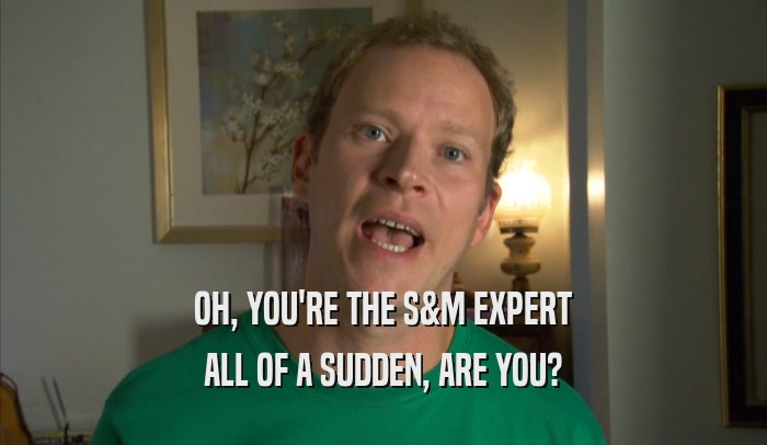 OH, YOU'RE THE S&M EXPERT ALL OF A SUDDEN, ARE YOU? 