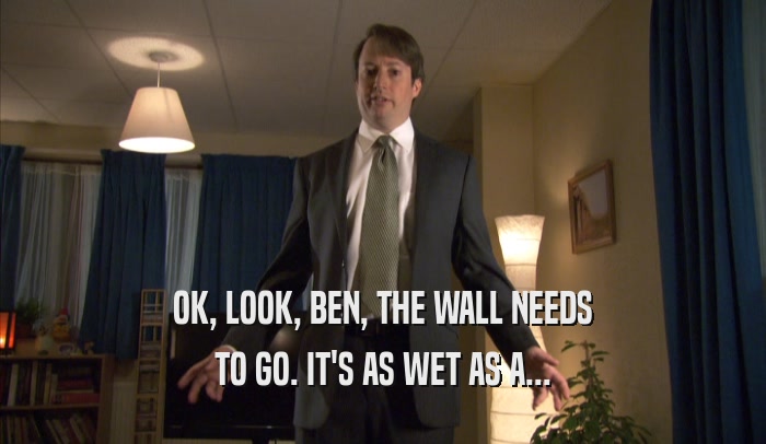 OK, LOOK, BEN, THE WALL NEEDS TO GO. IT'S AS WET AS A... 