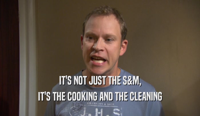 IT'S NOT JUST THE S&M, IT'S THE COOKING AND THE CLEANING 
