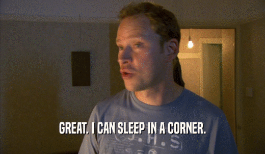 GREAT. I CAN SLEEP IN A CORNER.  