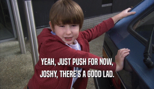 YEAH, JUST PUSH FOR NOW, JOSHY, THERE'S A GOOD LAD. 