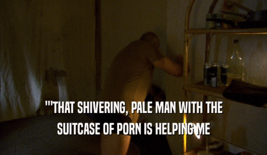 ''THAT SHIVERING, PALE MAN WITH THE SUITCASE OF PORN IS HELPING ME 