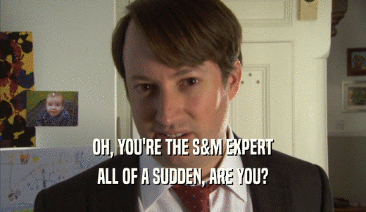 OH, YOU'RE THE S&M EXPERT ALL OF A SUDDEN, ARE YOU? 