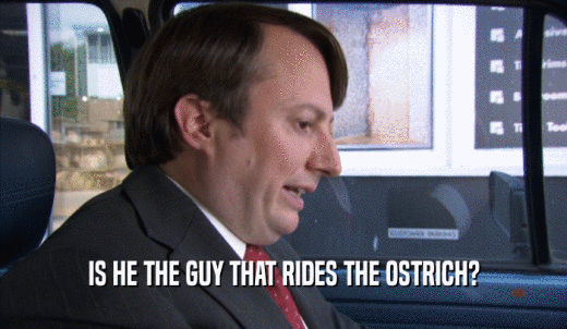 IS HE THE GUY THAT RIDES THE OSTRICH?  