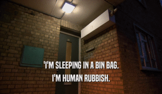 'I'M SLEEPING IN A BIN BAG. I'M HUMAN RUBBISH. 