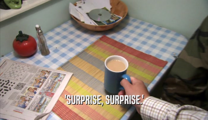 'SURPRISE, SURPRISE.'  
