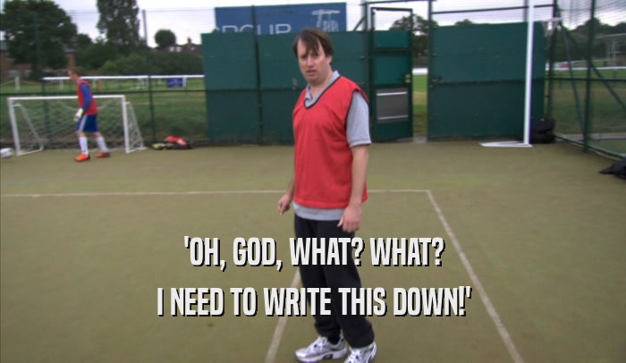 'OH, GOD, WHAT? WHAT? I NEED TO WRITE THIS DOWN!' 