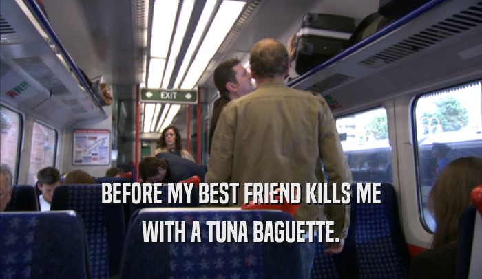 BEFORE MY BEST FRIEND KILLS ME WITH A TUNA BAGUETTE. 