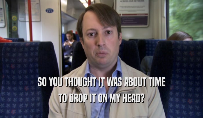 SO YOU THOUGHT IT WAS ABOUT TIME TO DROP IT ON MY HEAD? 