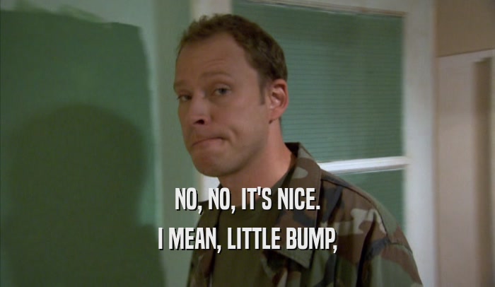 NO, NO, IT'S NICE. I MEAN, LITTLE BUMP, 
