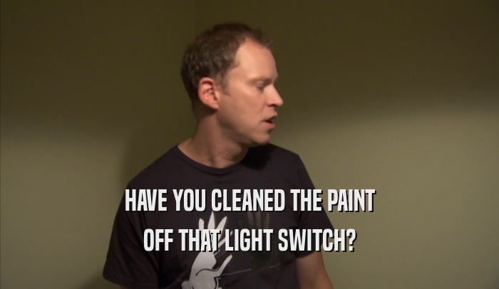 HAVE YOU CLEANED THE PAINT
 OFF THAT LIGHT SWITCH?
 