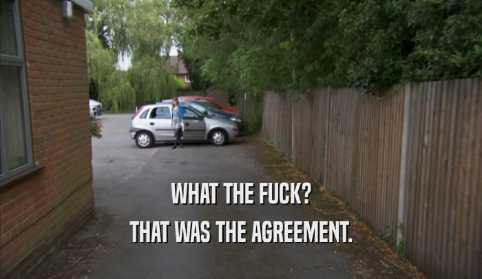 WHAT THE FUCK? THAT WAS THE AGREEMENT. 