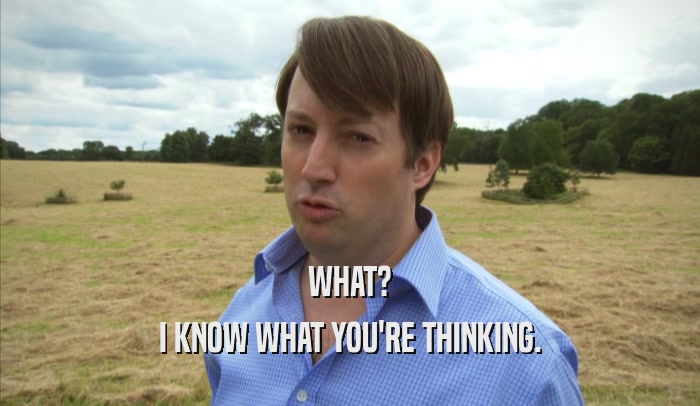 WHAT? I KNOW WHAT YOU'RE THINKING. 
