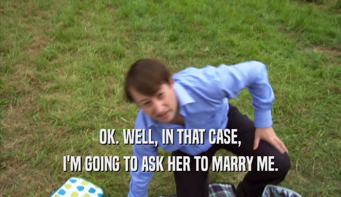 OK. WELL, IN THAT CASE, I'M GOING TO ASK HER TO MARRY ME. 