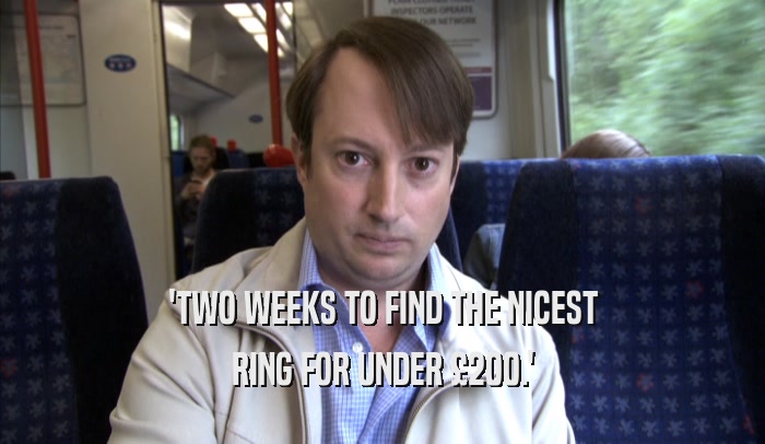 'TWO WEEKS TO FIND THE NICEST RING FOR UNDER £200.' 