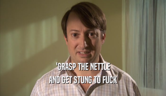'GRASP THE NETTLE AND GET STUNG TO FUCK 