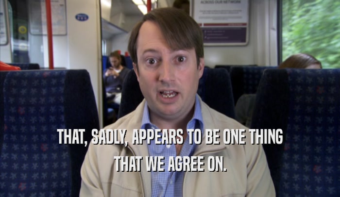 THAT, SADLY, APPEARS TO BE ONE THING THAT WE AGREE ON. 