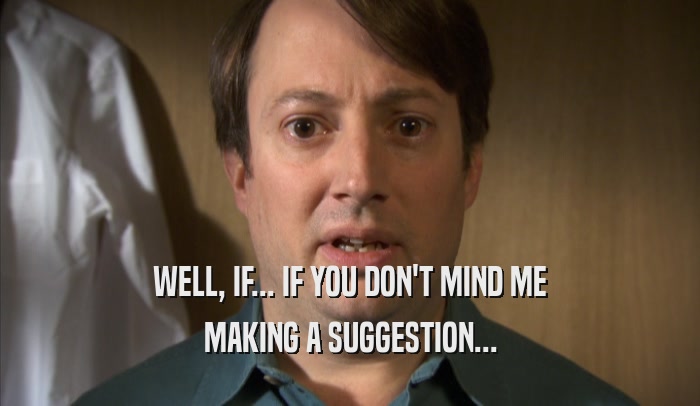 WELL, IF... IF YOU DON'T MIND ME MAKING A SUGGESTION... 