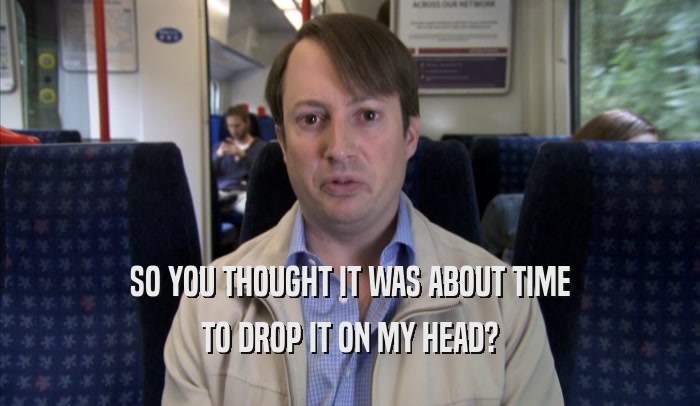 SO YOU THOUGHT IT WAS ABOUT TIME TO DROP IT ON MY HEAD? 