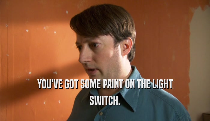 YOU'VE GOT SOME PAINT ON THE LIGHT SWITCH. 