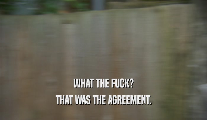 WHAT THE FUCK? THAT WAS THE AGREEMENT. 