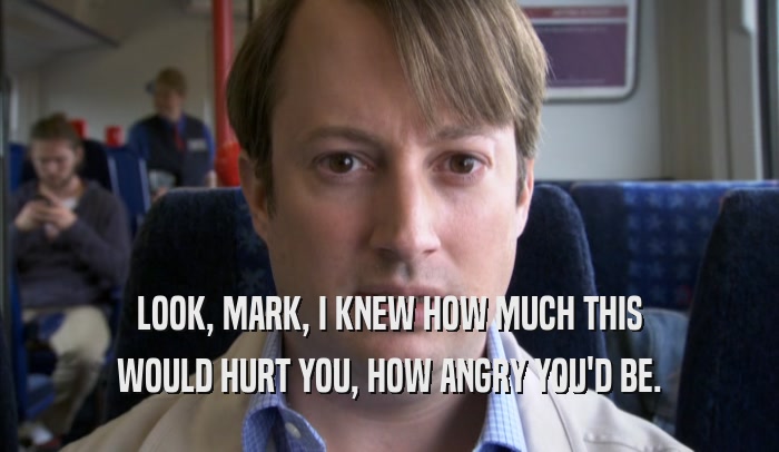 LOOK, MARK, I KNEW HOW MUCH THIS WOULD HURT YOU, HOW ANGRY YOU'D BE. 