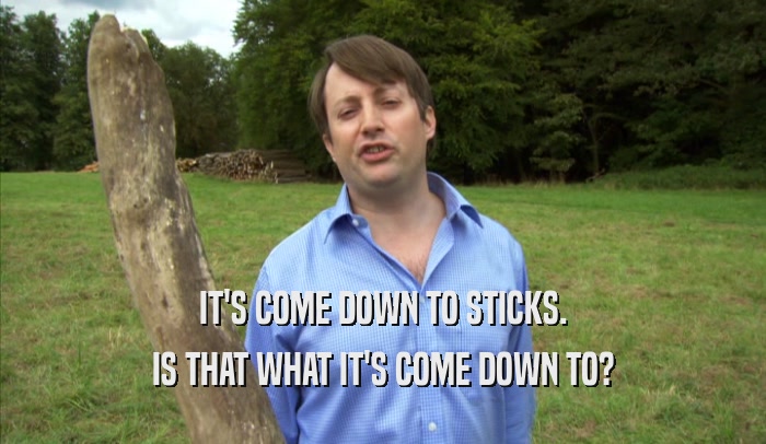 IT'S COME DOWN TO STICKS. IS THAT WHAT IT'S COME DOWN TO? 