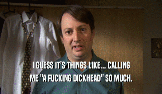 I GUESS IT'S THINGS LIKE... CALLING ME 'A FUCKING DICKHEAD' SO MUCH. 