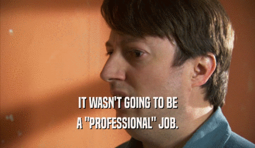 IT WASN'T GOING TO BE A 'PROFESSIONAL' JOB. 