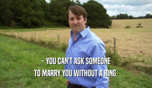 - YOU CAN'T ASK SOMEONE TO MARRY YOU WITHOUT A RING. TO MARRY YOU WITHOUT A RING.