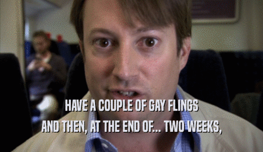 HAVE A COUPLE OF GAY FLINGS AND THEN, AT THE END OF... TWO WEEKS, 