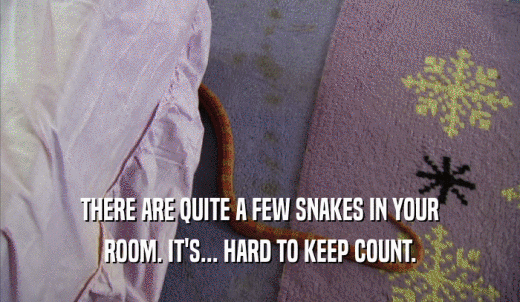 THERE ARE QUITE A FEW SNAKES IN YOUR ROOM. IT'S... HARD TO KEEP COUNT. 