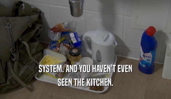 SYSTEM. AND YOU HAVEN'T EVEN
 SEEN THE KITCHEN.
 