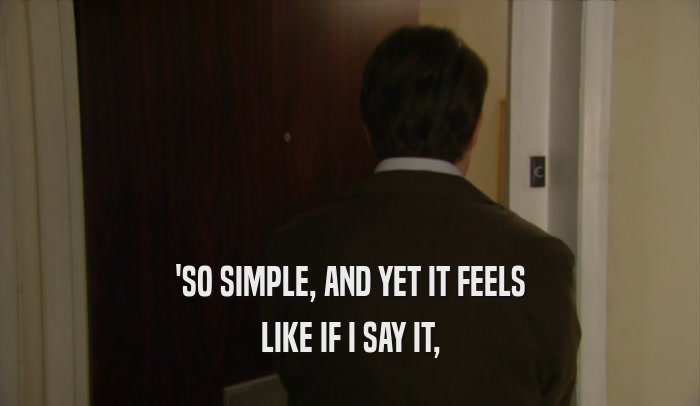 'SO SIMPLE, AND YET IT FEELS LIKE IF I SAY IT, 