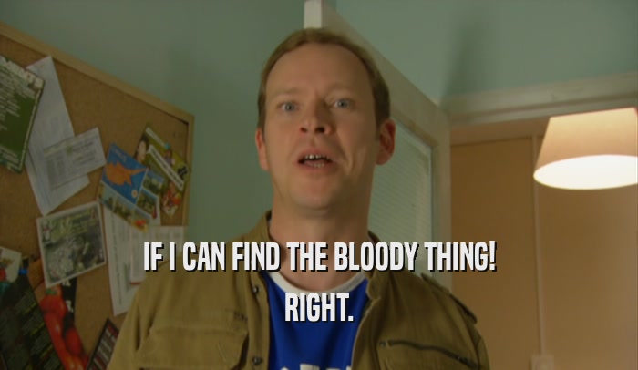 IF I CAN FIND THE BLOODY THING! RIGHT. 
