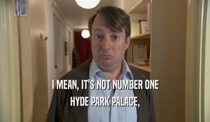 I MEAN, IT'S NOT NUMBER ONE HYDE PARK PALACE, 