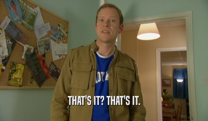 THAT'S IT? THAT'S IT.  