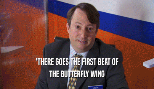 'THERE GOES THE FIRST BEAT OF THE BUTTERFLY WING 