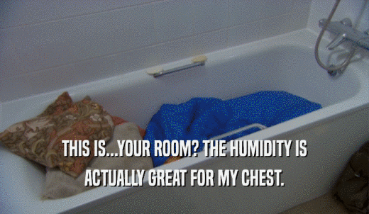 THIS IS...YOUR ROOM? THE HUMIDITY IS ACTUALLY GREAT FOR MY CHEST. 