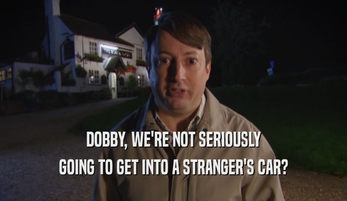 DOBBY, WE'RE NOT SERIOUSLY GOING TO GET INTO A STRANGER'S CAR? 