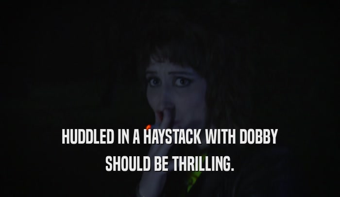 HUDDLED IN A HAYSTACK WITH DOBBY SHOULD BE THRILLING. 