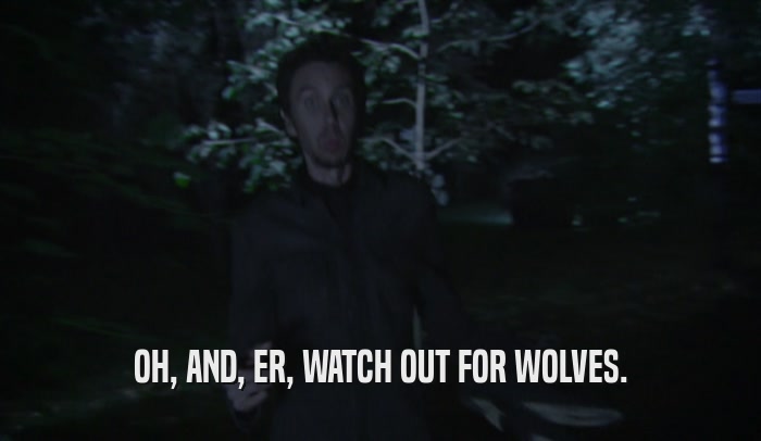 OH, AND, ER, WATCH OUT FOR WOLVES.  