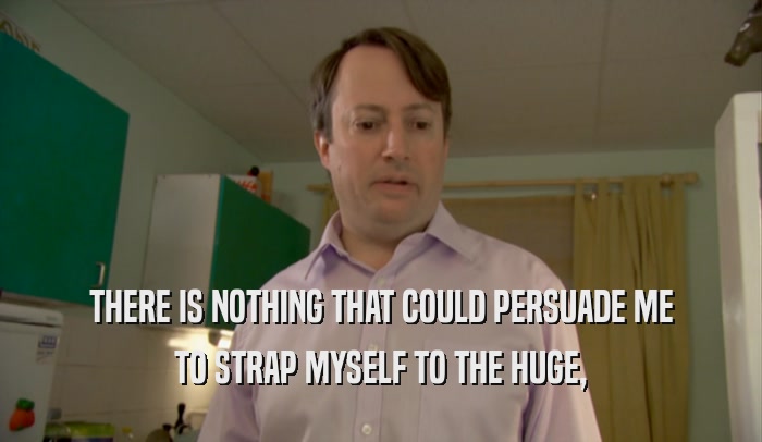THERE IS NOTHING THAT COULD PERSUADE ME TO STRAP MYSELF TO THE HUGE, 