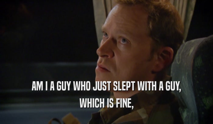 AM I A GUY WHO JUST SLEPT WITH A GUY, WHICH IS FINE, 
