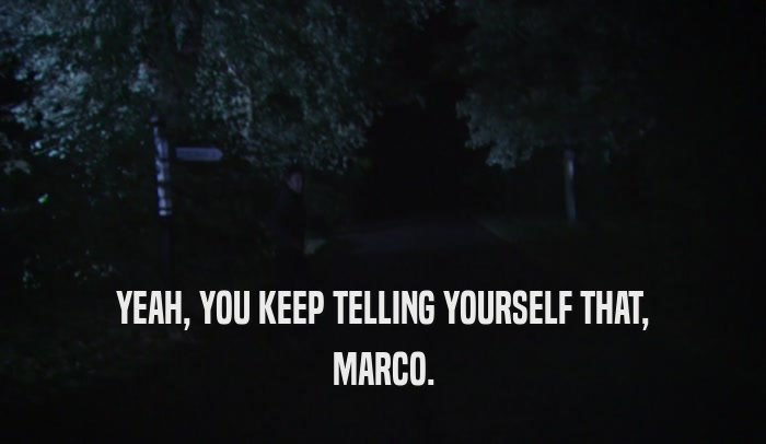 YEAH, YOU KEEP TELLING YOURSELF THAT, MARCO. 
