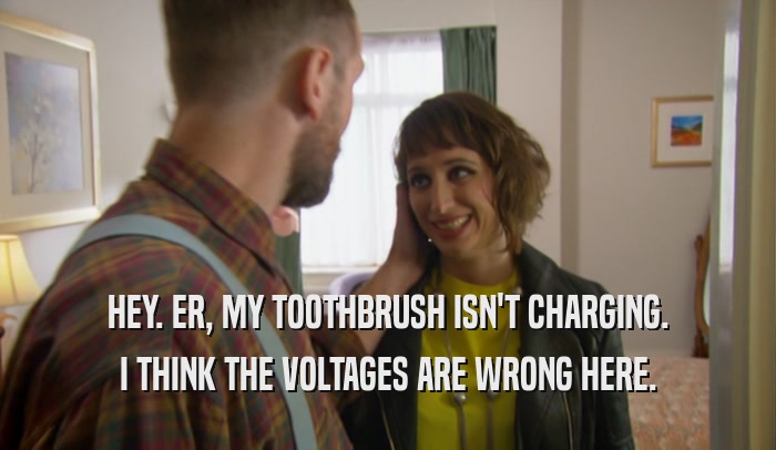HEY. ER, MY TOOTHBRUSH ISN'T CHARGING. I THINK THE VOLTAGES ARE WRONG HERE. 