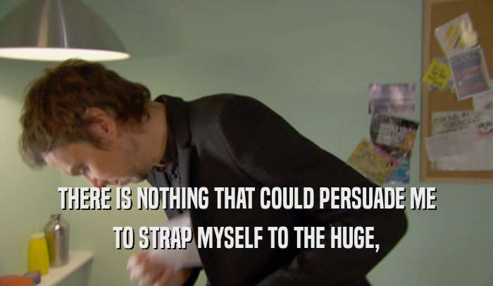 THERE IS NOTHING THAT COULD PERSUADE ME TO STRAP MYSELF TO THE HUGE, 