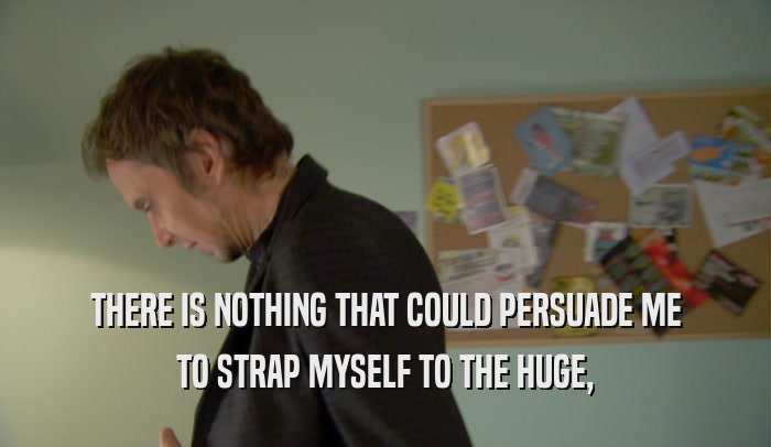 THERE IS NOTHING THAT COULD PERSUADE ME TO STRAP MYSELF TO THE HUGE, 