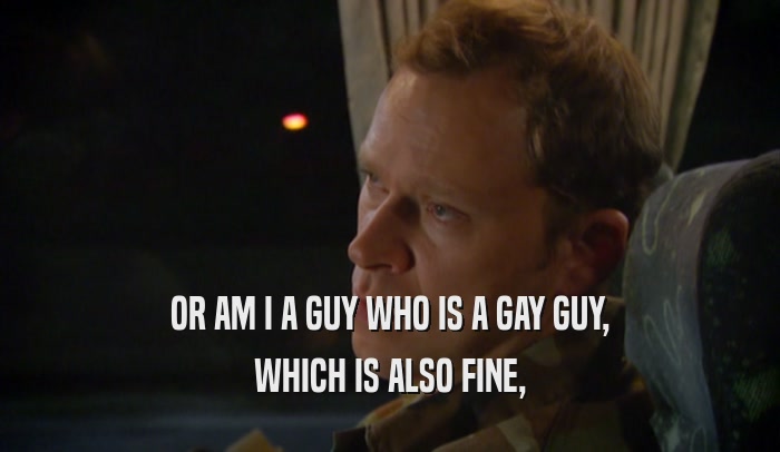 OR AM I A GUY WHO IS A GAY GUY, WHICH IS ALSO FINE, 