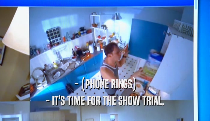 - (PHONE RINGS) - IT'S TIME FOR THE SHOW TRIAL. 